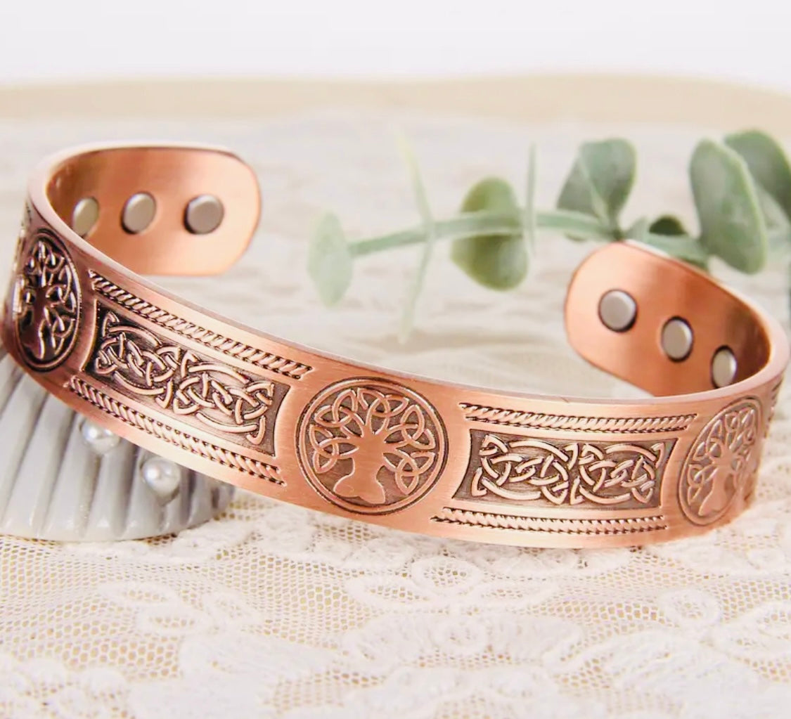Hermoso Brazalete Magnético 🧲 Árbol de la Vida Cuide su Salud Cobre Alta Calidad a Hipoalergenico. Ideal para Regalo 🎁