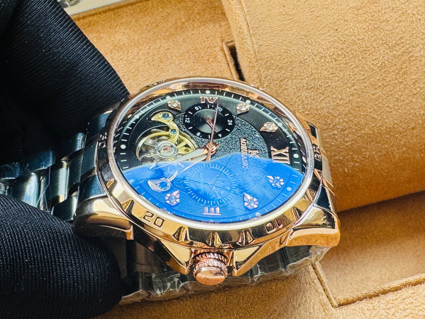 Impresionante Reloj Automático Mecánico Tourbillon 5 Complicaciones 💯% Original-Circonias Etcétera