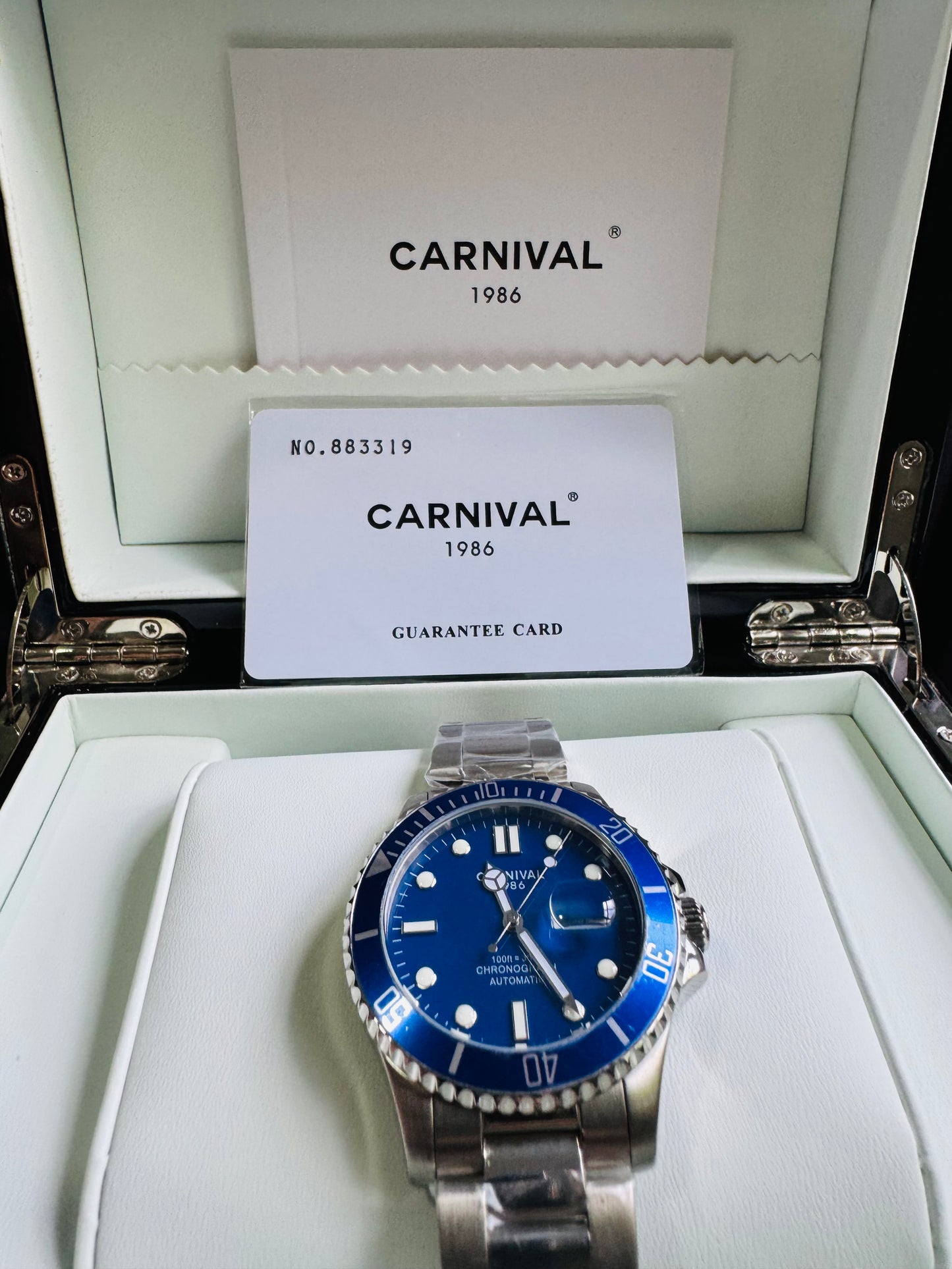 HERMOSO RELOJ AUTOMÁTICO MECÁNICO-CRONÓGRAFO-FECHADOR-DÍA SEMANA-CRISTAL ZAFIRO-34 JOYAS 💎-3 ATM -💯% ORIGINAL