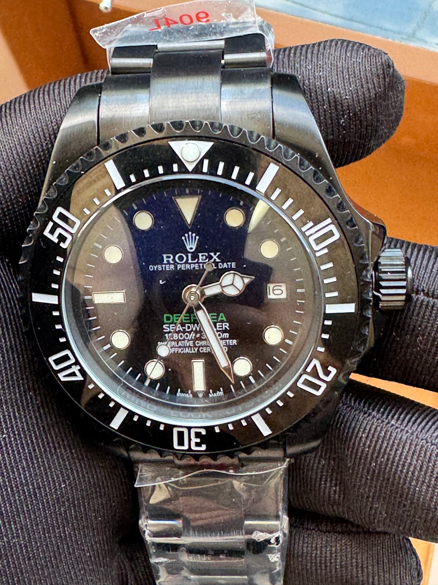 HERMOSO DISEÑO RELOJ AUTOMÁTICO MECÁNICO DEEP SEA DEWELLER VÁLVULA DE ESCAPE FECHADOR ETC;
