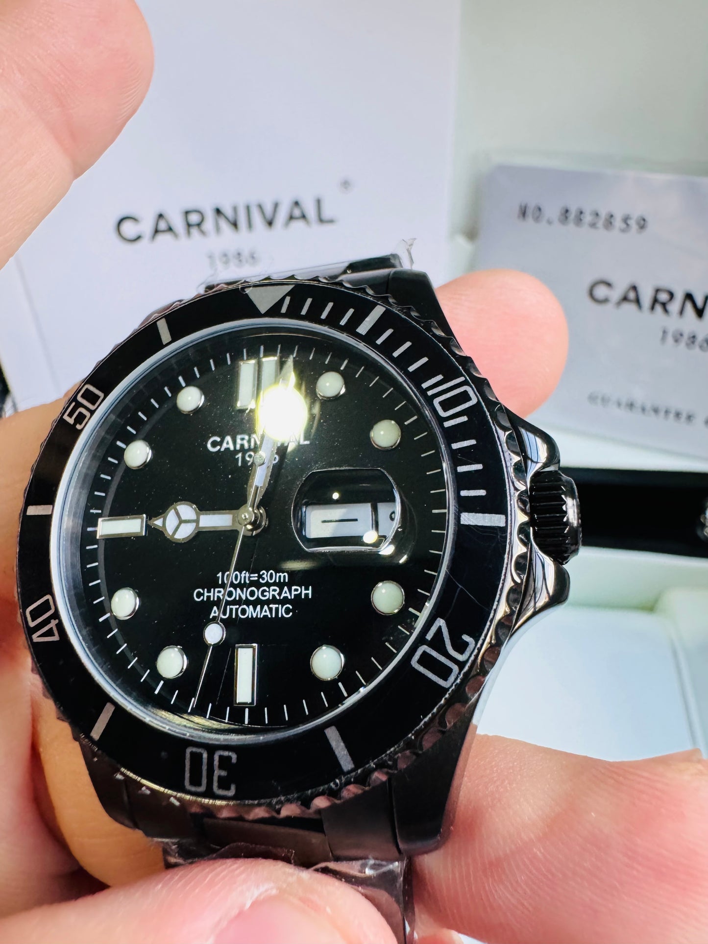 HERMOSO RELOJ AUTOMÁTICOMECÁNICO CRISTAL ZAFIRO-FECHADOR-LUMINOSO-RESISTENCIA AL AGUA-ALTA GAMA- 💯% ORIGINAL