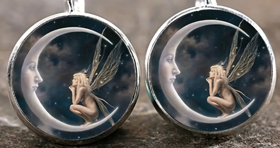 Hermosos Pendientes de Vidrio Cobre y Hierro! Motivo Luna y Ada! Perfecto para Regalo 🎁