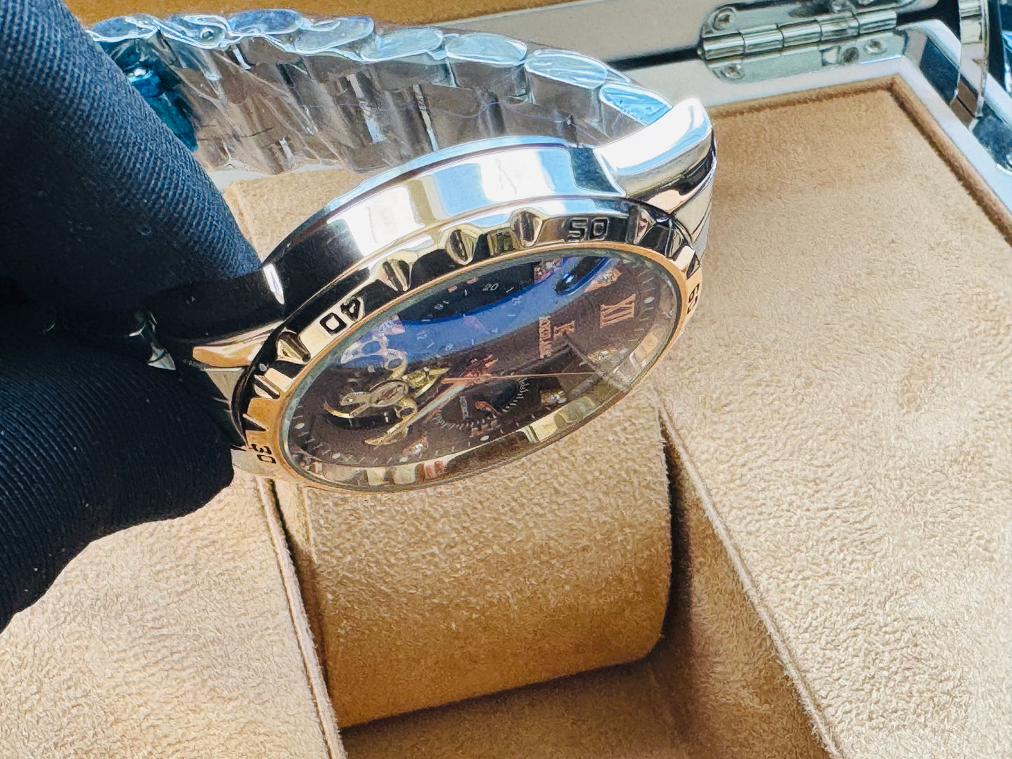 Impresionante Reloj Automático Mecánico Tourbillon 5 Complicaciones 💯% Original-Circonias Etcétera