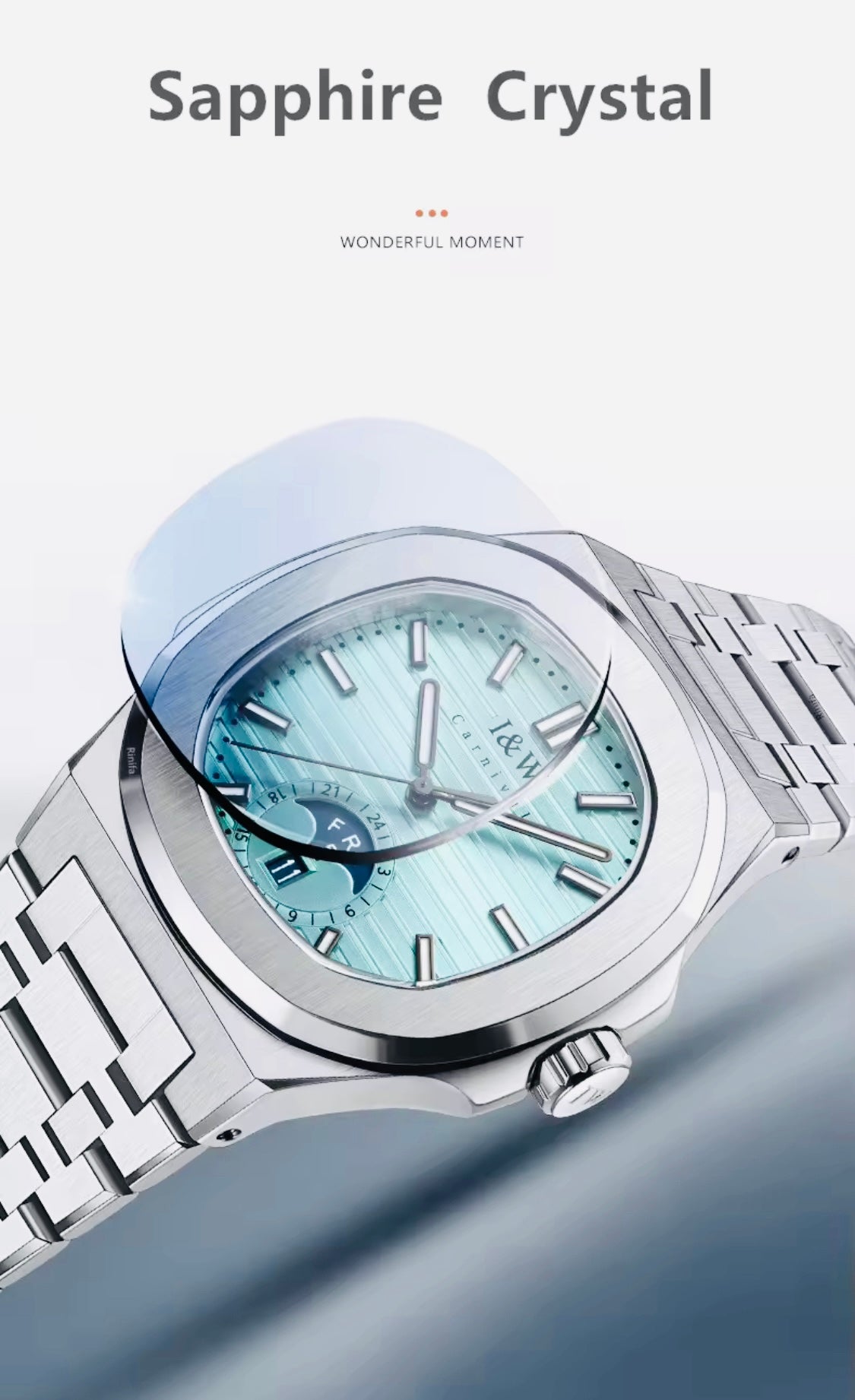 IMPRESIONANTE RELOJ AUTOMÁTICO I&W MÁXIMA CALIDAD Y ESPECTACULAR DISEÑO-CRISTAL ZAFIRO-FECHADOR-SEMANARIO-50 METROS 💦 LUMINOSO-ETC