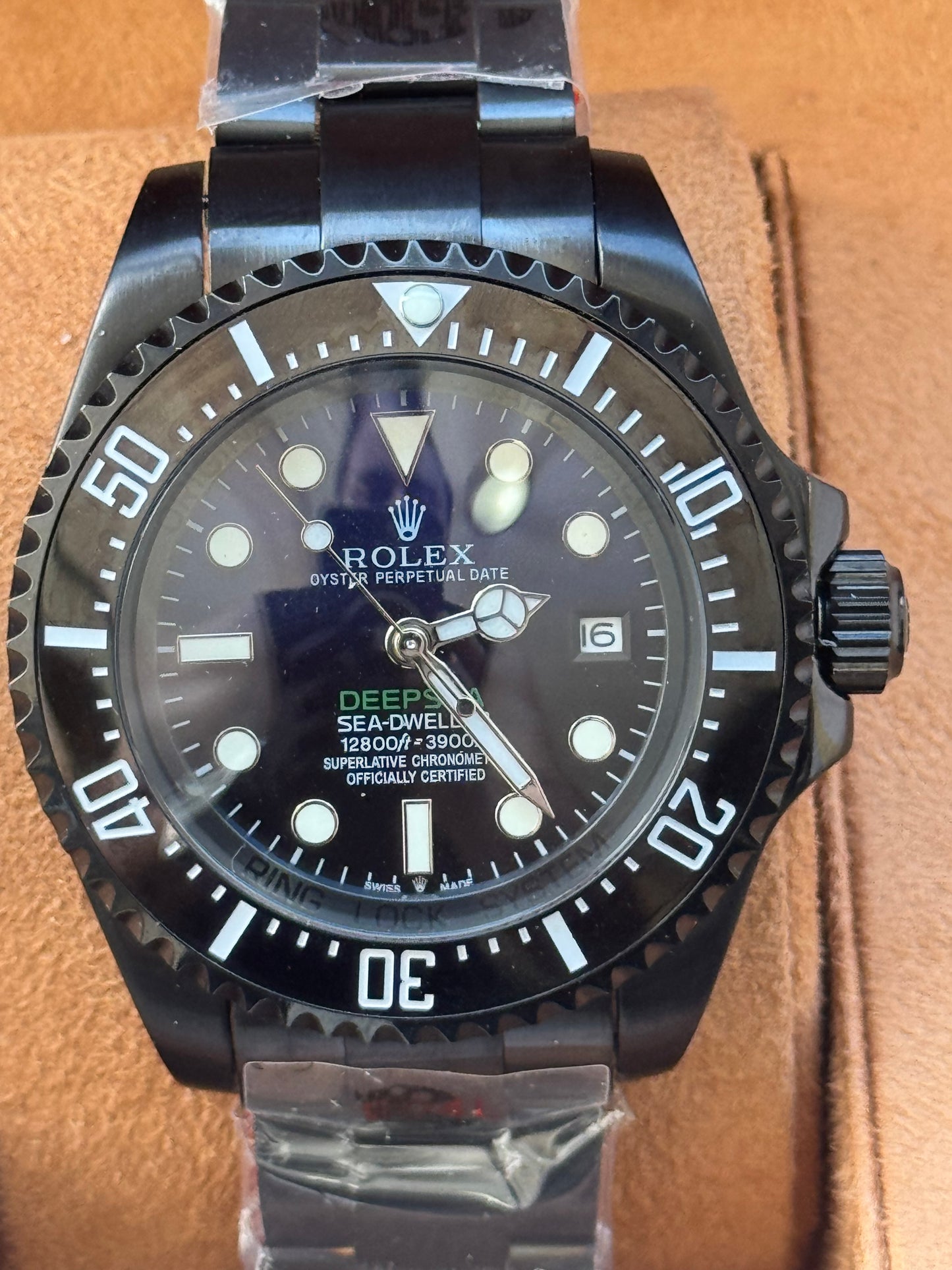 HERMOSO DISEÑO RELOJ AUTOMÁTICO MECÁNICO DEEP SEA DEWELLER VÁLVULA DE ESCAPE FECHADOR ETC;