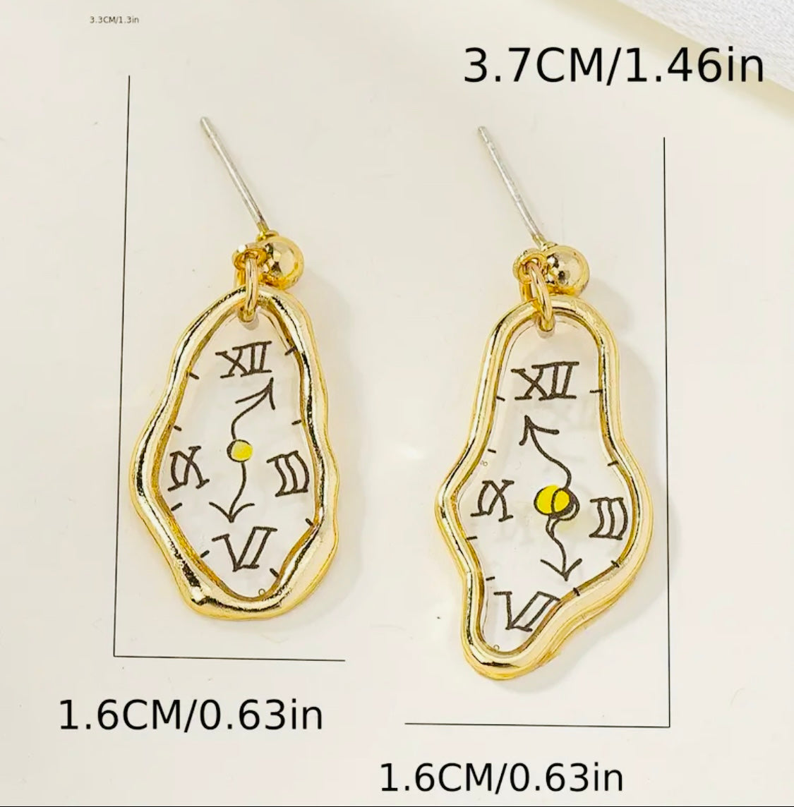 Originales Pendientes con Plata.925 aguja 🪡 de Oído 👂 Hipoalergenicos Tema La Persistencia de la Memoria- Salvador Dali-
