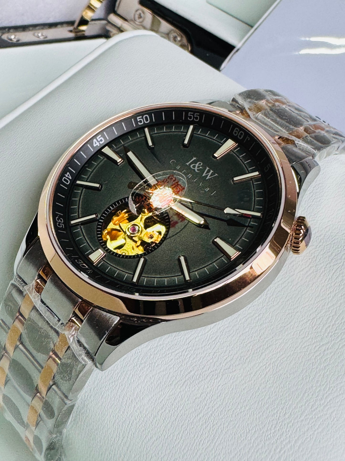 HERMOSO Y ELEGANTE RELOJ AUTOMÁTICO MECÁNICO CRISTAL ZAFIRO LUMINOSO 💯% ORIGINAL