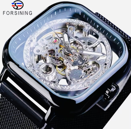 Hermoso Reloj Automático Mecánico Skeleton Movimiento de Excelente Calidad y Diseño! 💯% Original Pulso Magnético 🧲!