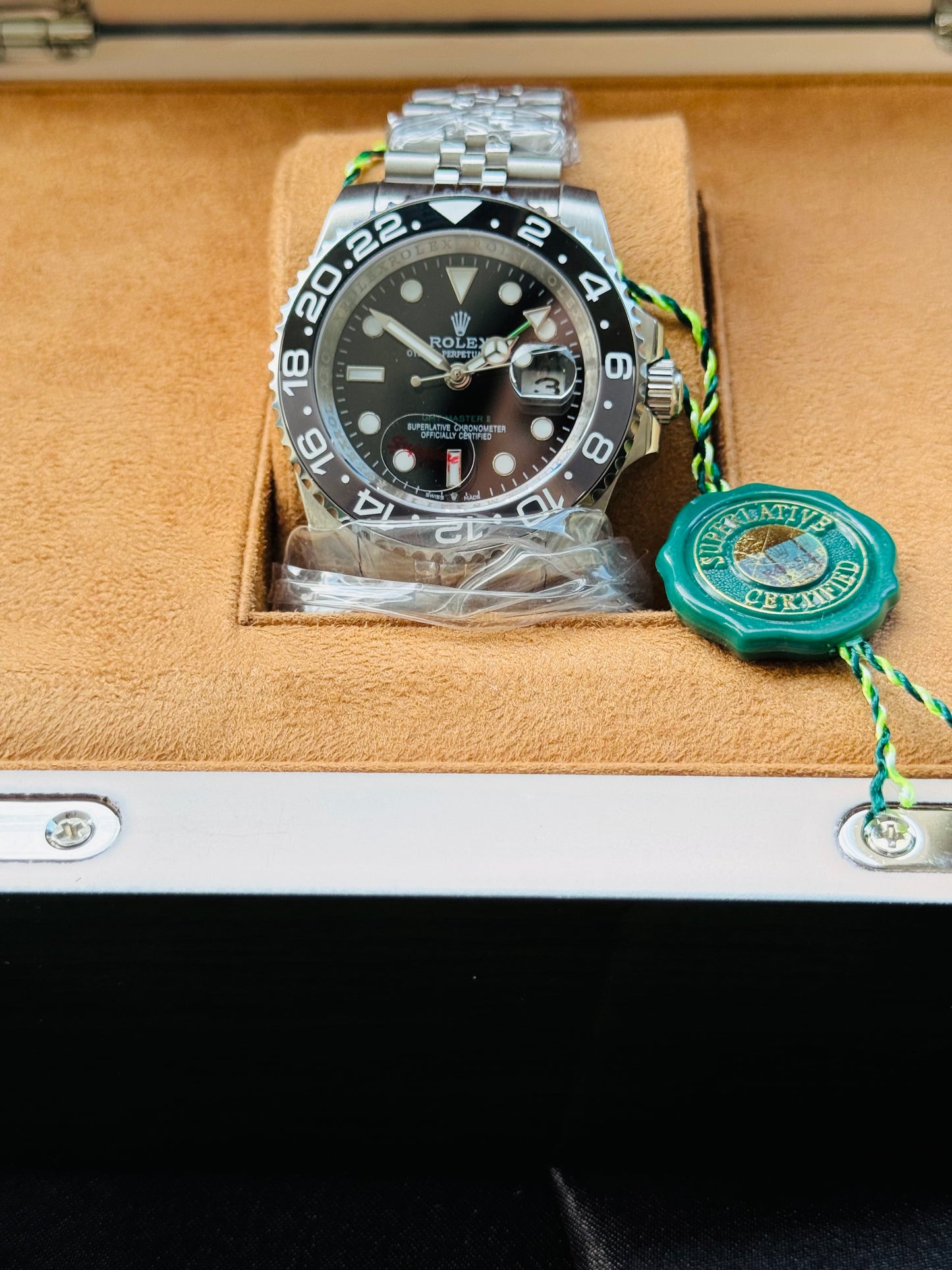 FAMOSO RELOJ AUTOMÁTICO MECÁNICO BRUCE WAYNE-GMT MASTER OYSTER PERPETUAL 2 ZONAS HORARIAS