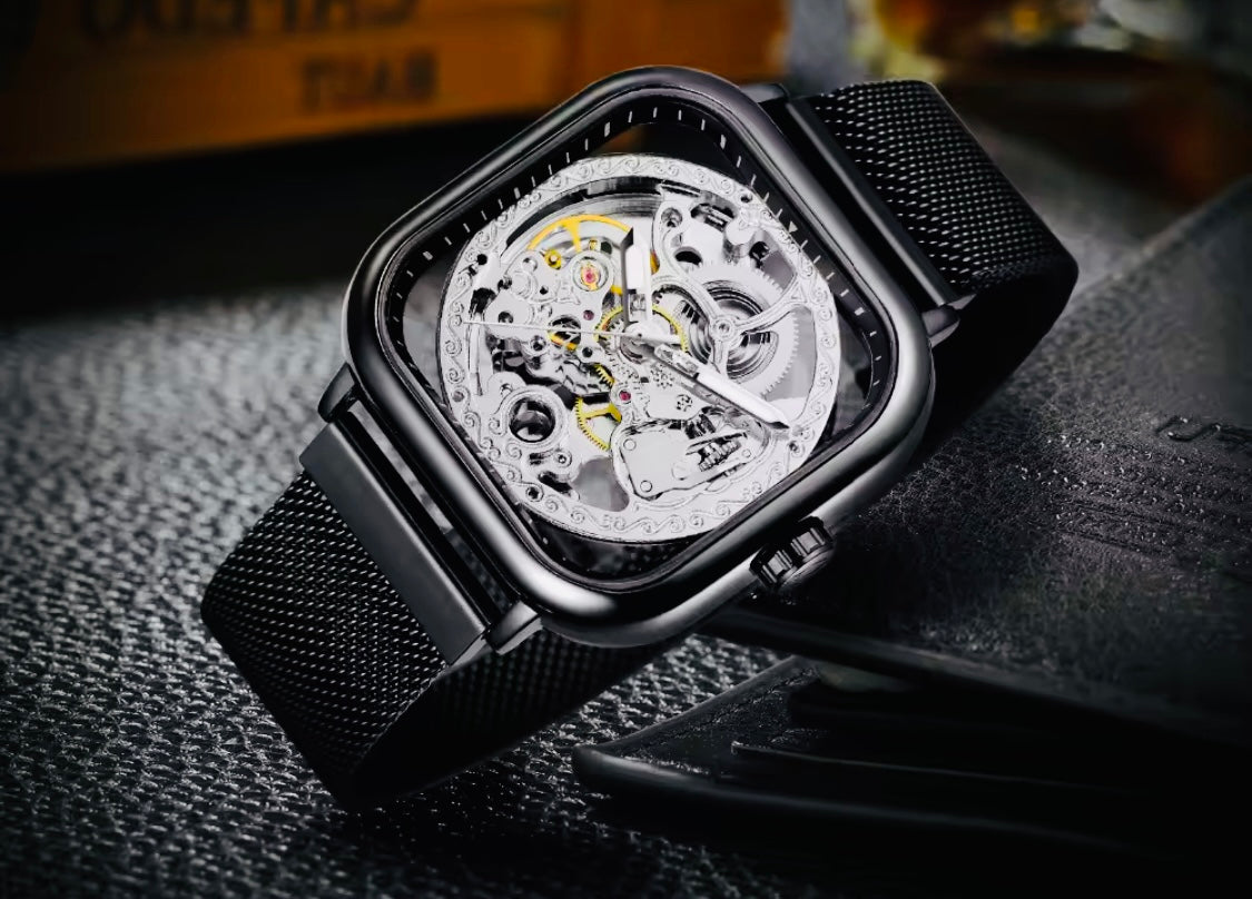 Hermoso Reloj Automático Mecánico Skeleton Movimiento de Excelente Calidad y Diseño! 💯% Original Pulso Magnético 🧲!