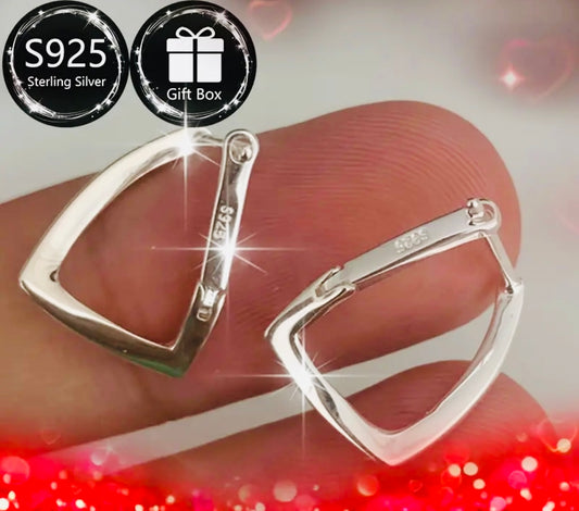 Pendientes de plata esterlina 925, 2 piezas, diseño geométrico, plateado, 1.2g, incluye caja de regalo 🎁 Ideal como presente!