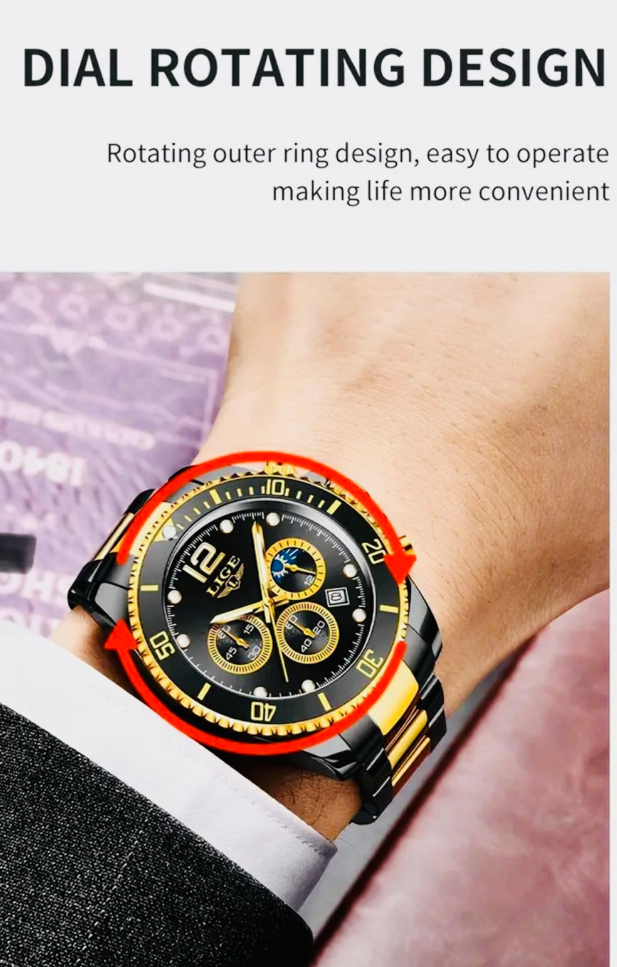Hermoso y Elegante Reloj Multifuncional de Movimiento de Cuarzo Caja y Pulso Acero Inoxidable Alta Calidad 💯% Original Simplemente Hermoso!
