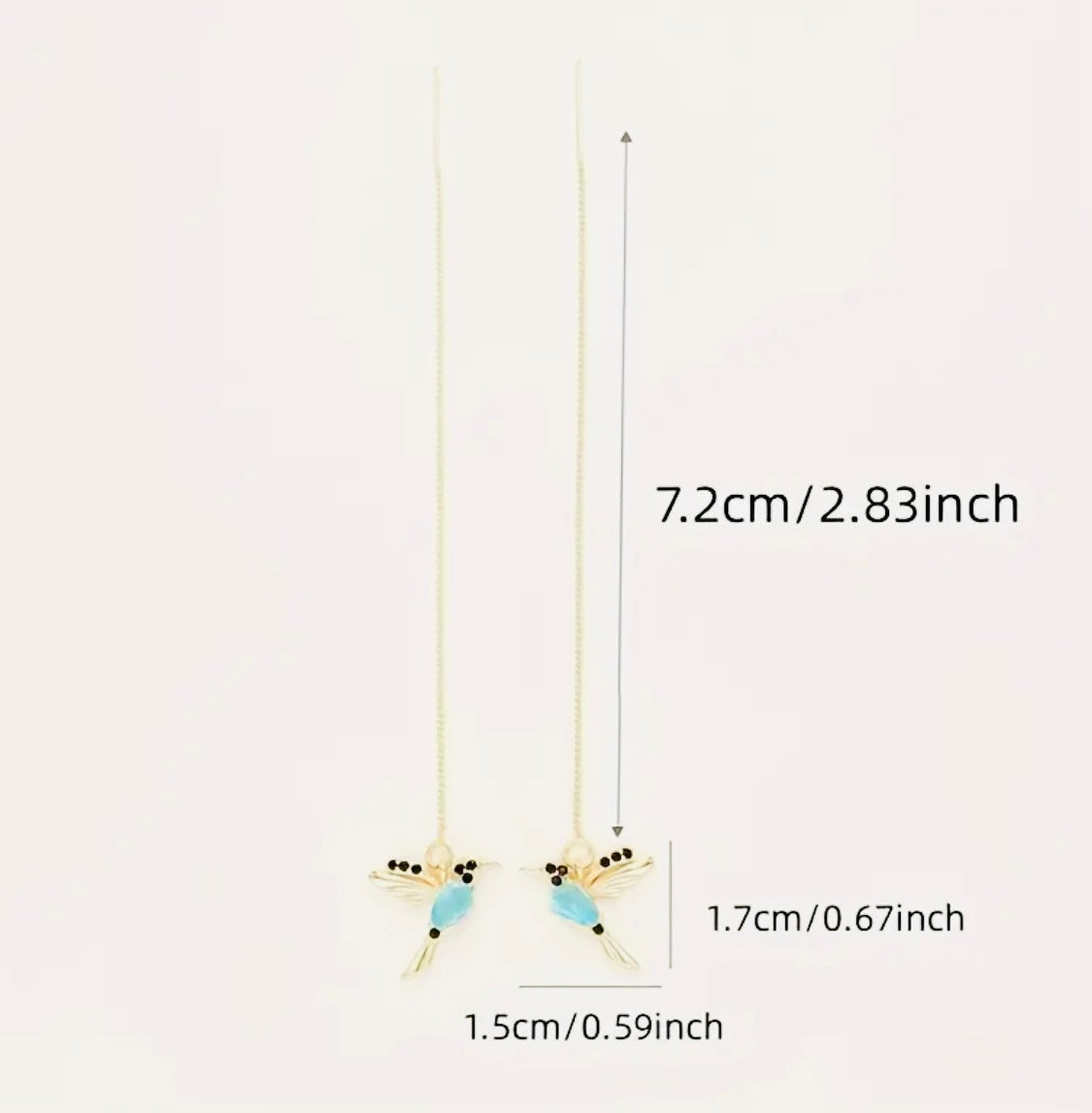 Exquisito diseño de colibrí con gemas sintéticas brillantes incrustadas, pendientes colgantes elegantes y lindos de estilo delicado Ideales para Regalo 🎁