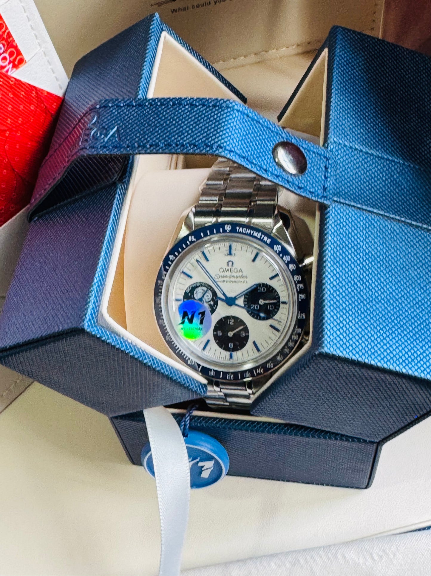 MÁXIMO LUJO!!! ESPECTACULAR DISEÑO OMEGA APOLLO XIlI- AUTOMÁTICO MECÁNICO-SPEED MASTER-PROFESSIONAL-EYES ON THE STARS- ORIGINAL MOVIMIENTO MECÁNICO TIERRA Y CÁPSULA ESPACIAL SNOOPY APOLLO XIII