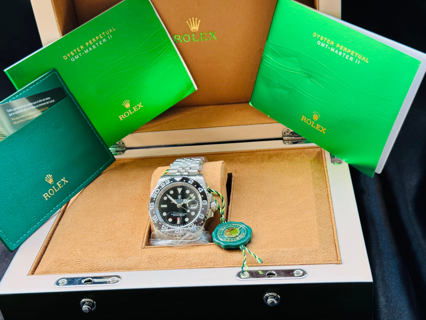 FAMOSO RELOJ AUTOMÁTICO MECÁNICO BRUCE WAYNE-GMT MASTER OYSTER PERPETUAL 2 ZONAS HORARIAS