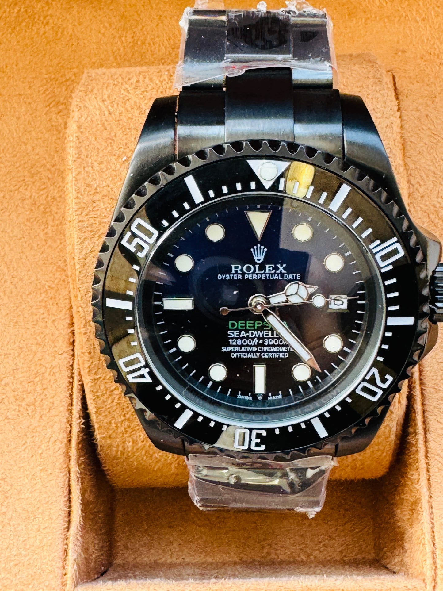 HERMOSO DISEÑO RELOJ AUTOMÁTICO MECÁNICO DEEP SEA DEWELLER VÁLVULA DE ESCAPE FECHADOR ETC;