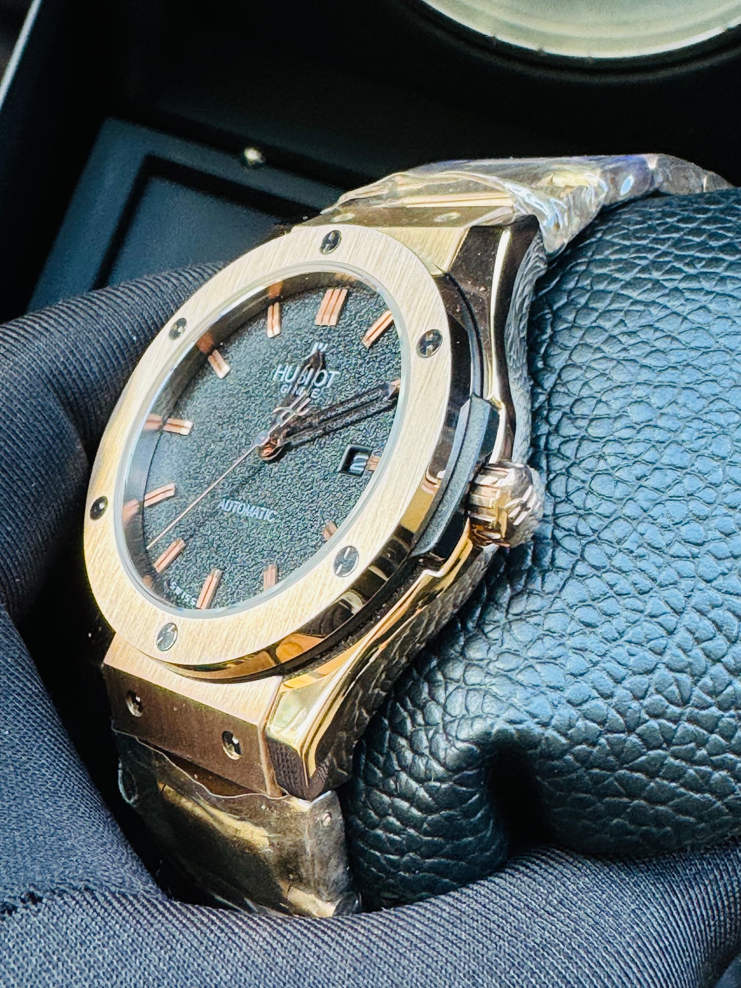 MÁXIMO LUJO! EXCLUSIVO HUBLOT AUTOMÁTICO CARATULA TIPO DIAMANTE 💎 Y LIJA! ELEGANCIA TOTAL!