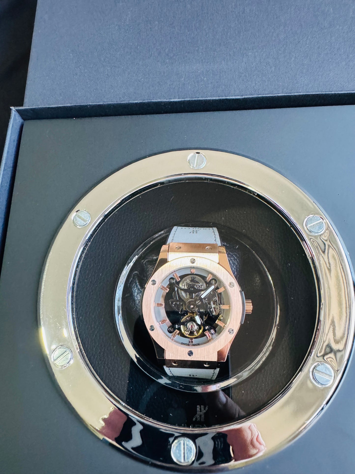 ESPECTACULAR RELOJ HUBLOT SKELETON AUTOMÁTICO MECÁNICO- CRISTAL ZAFIRO- ETC;