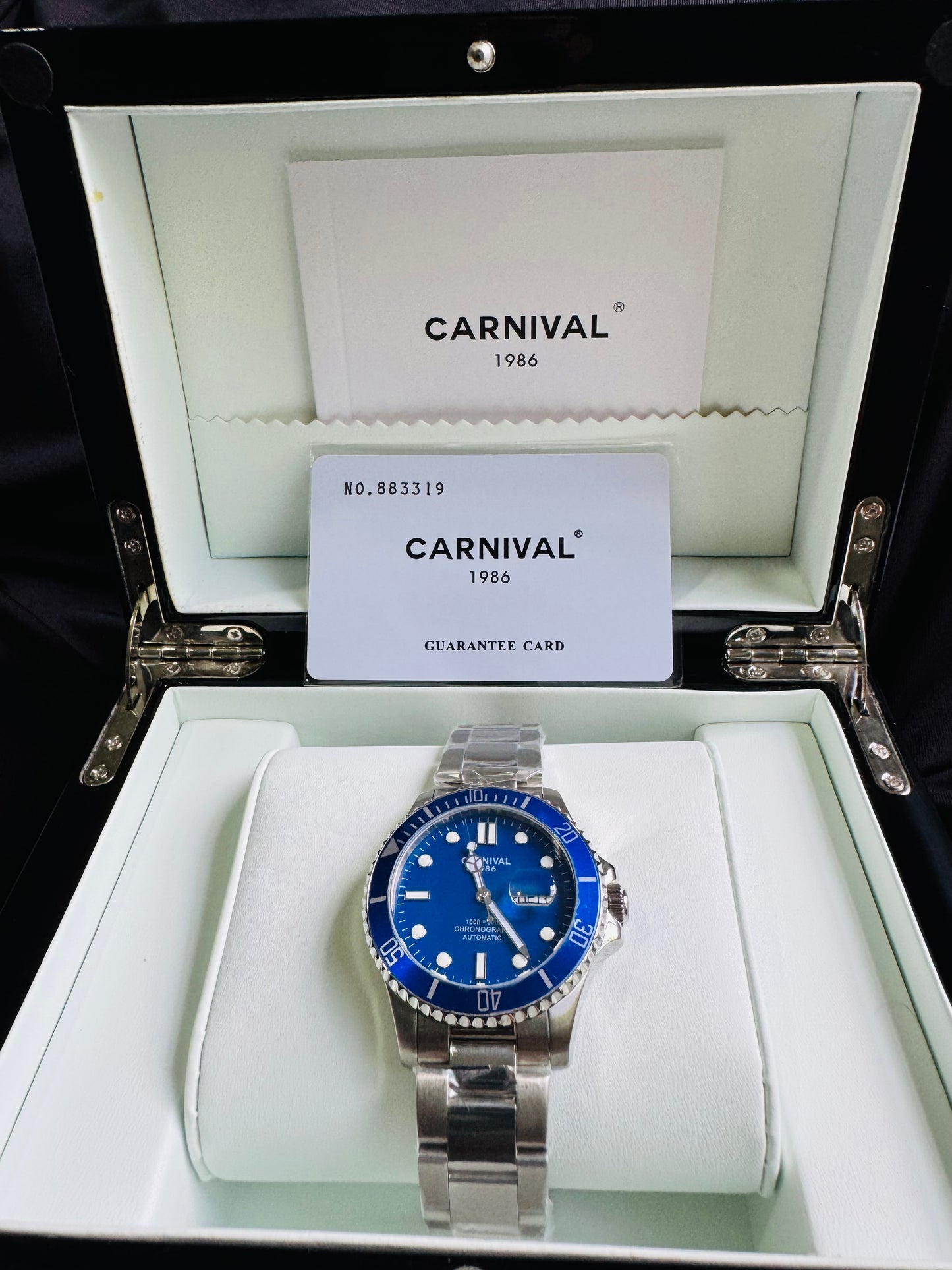 HERMOSO RELOJ AUTOMÁTICO MECÁNICO-CRONÓGRAFO-FECHADOR-DÍA SEMANA-CRISTAL ZAFIRO-34 JOYAS 💎-3 ATM -💯% ORIGINAL
