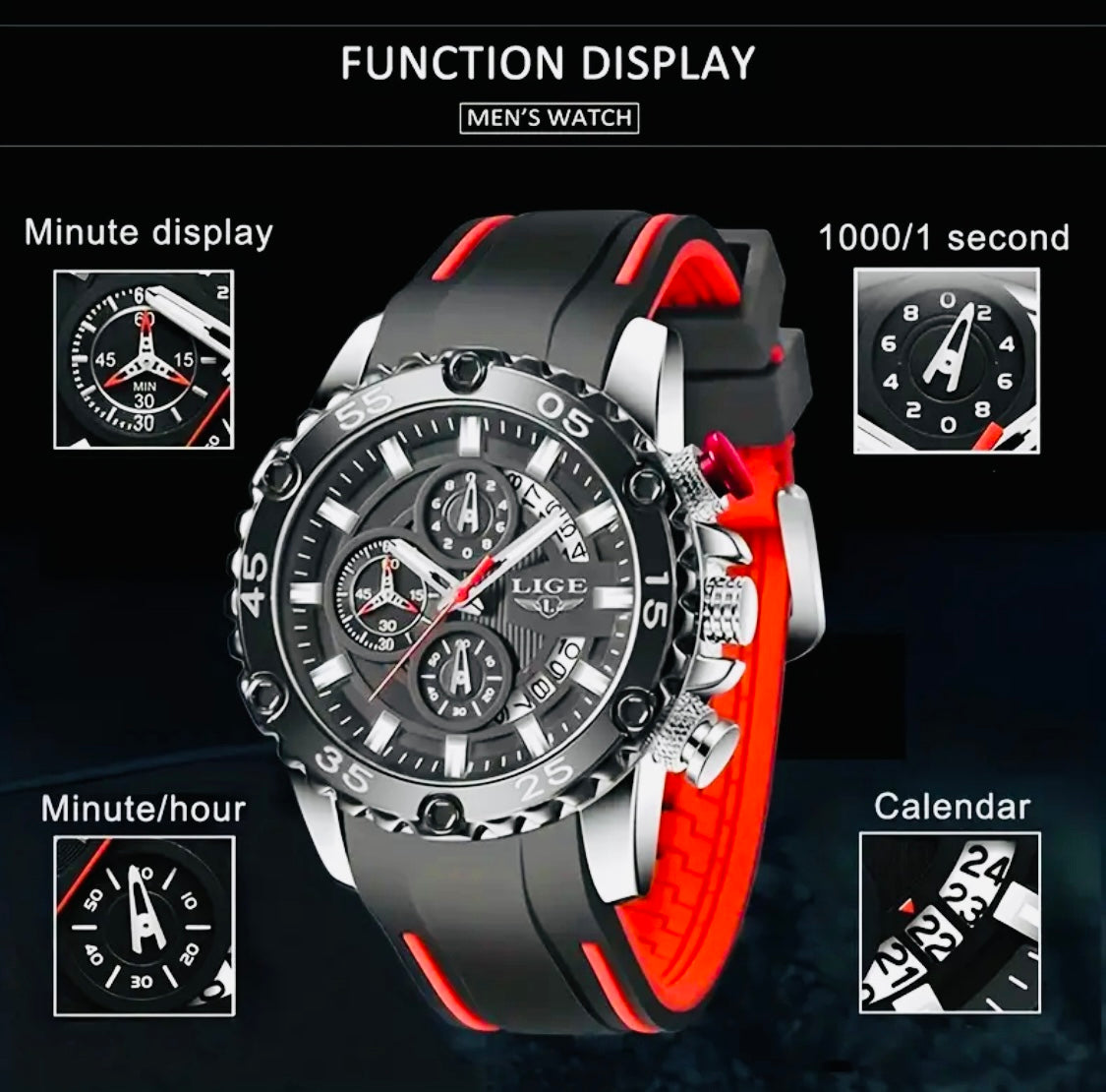 Espectacular Diseño Reloj Multifuncional Movimiento de Cuarzo-Gran Calidad de Acabados 

Ideal para Toda Ocasión 💯% Original