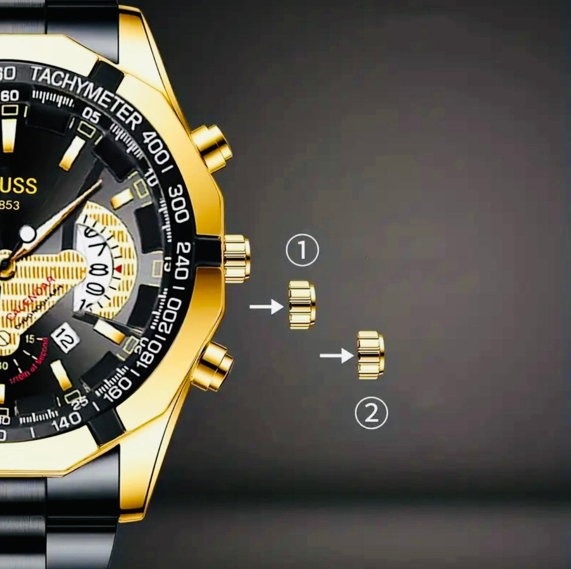 Reloj deportivo de negocios genuino y dominante. Reloj para hombre con doble calendario luminoso simple.
