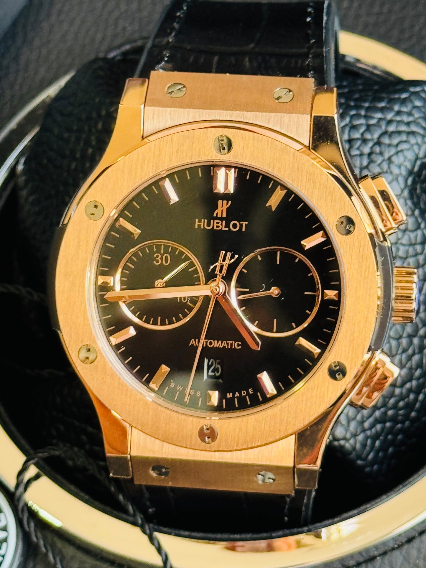 MÁXIMO LUJO RELOJ AUTOMÁTICO MECÁNICO HUBLOT - MÚLTIPLES COMPLICACIONES FUNCIONALES -CRISTAL ZAFIRO-21 JOYAS-MÁXIMA ELEGANCIA!!!