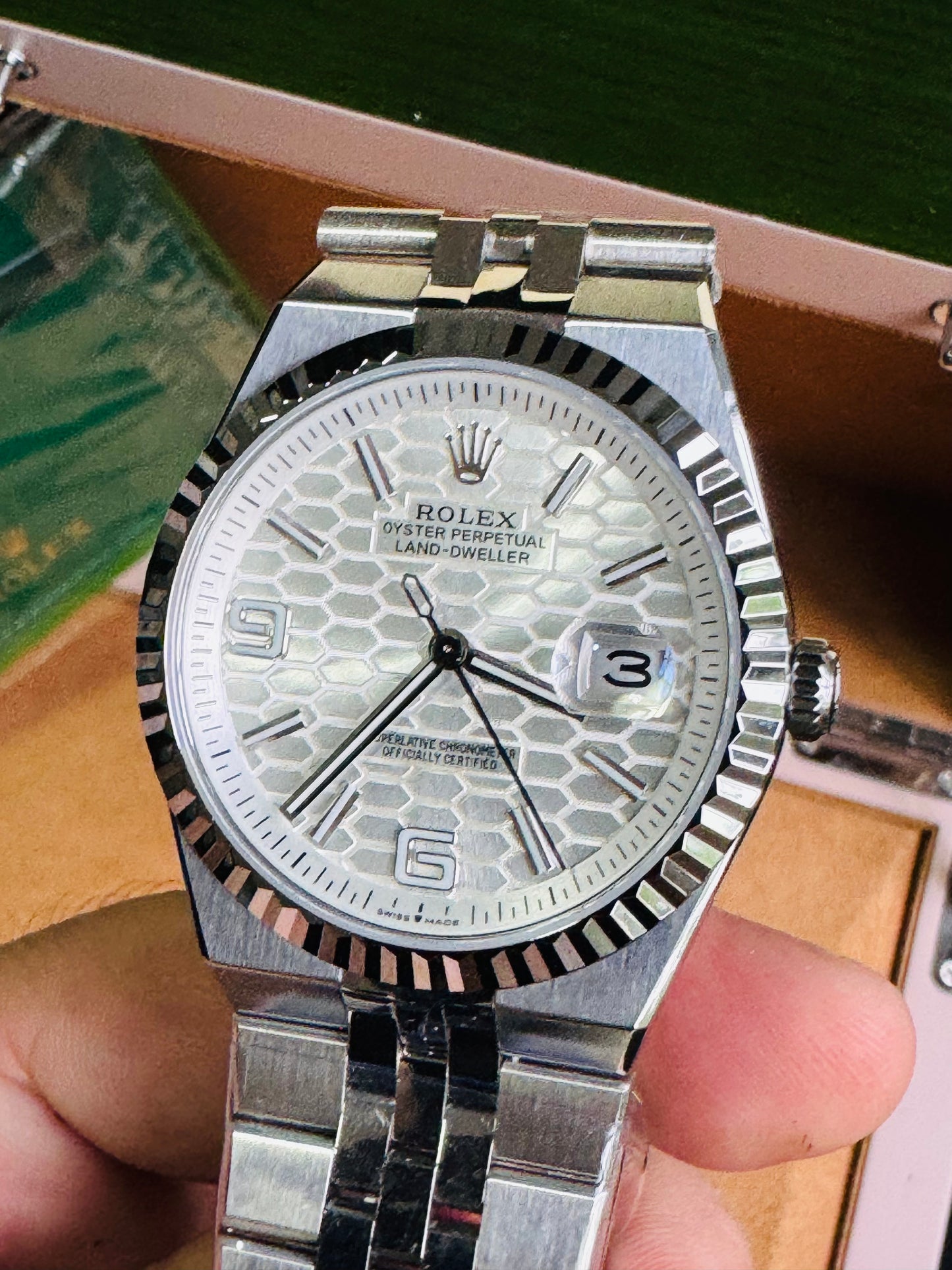 ÚNICO Y EXCLUSIVO RELOJ ROLEX OYSTER PERPETUAL LAND DWELLER- FECHADOR-39 JOYAS 💎 -CRISTAL ZAFIRO- ULTIMO MODELO Y DISEÑO! MÁXIMA ELEGANCIA!!!