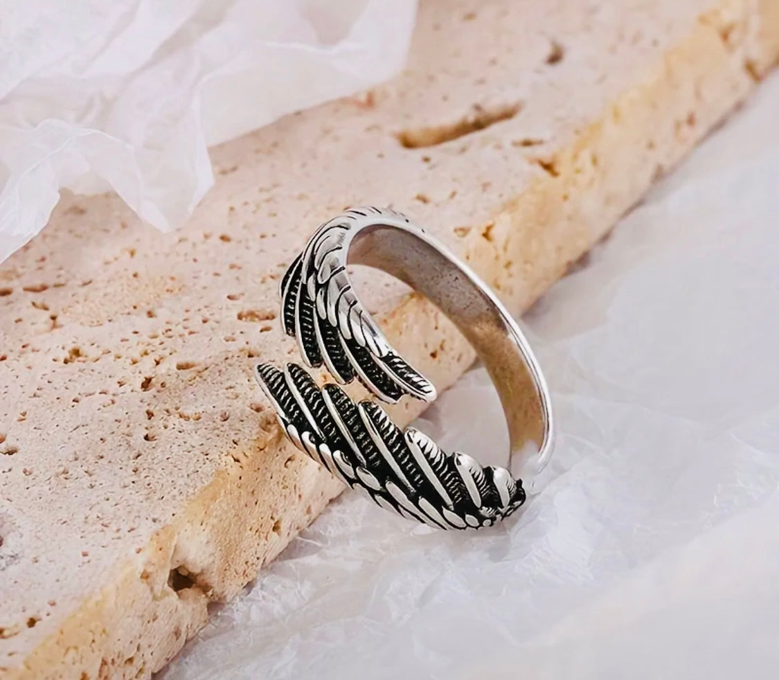 Hermoso anillo de plata .925 Alas de Ángel Unisex-Initalla-Hipoalergenico! Perfecto para regalo