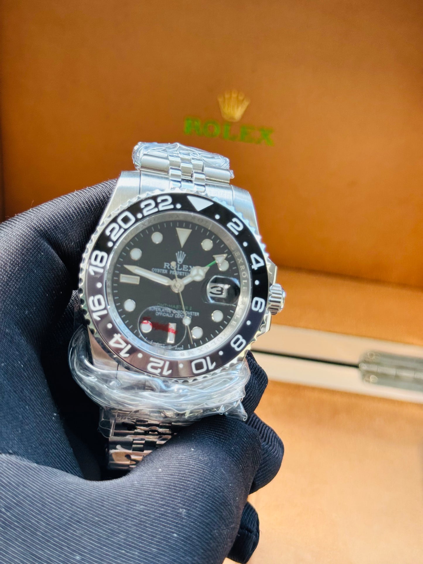 FAMOSO RELOJ AUTOMÁTICO MECÁNICO BRUCE WAYNE-GMT MASTER OYSTER PERPETUAL 2 ZONAS HORARIAS