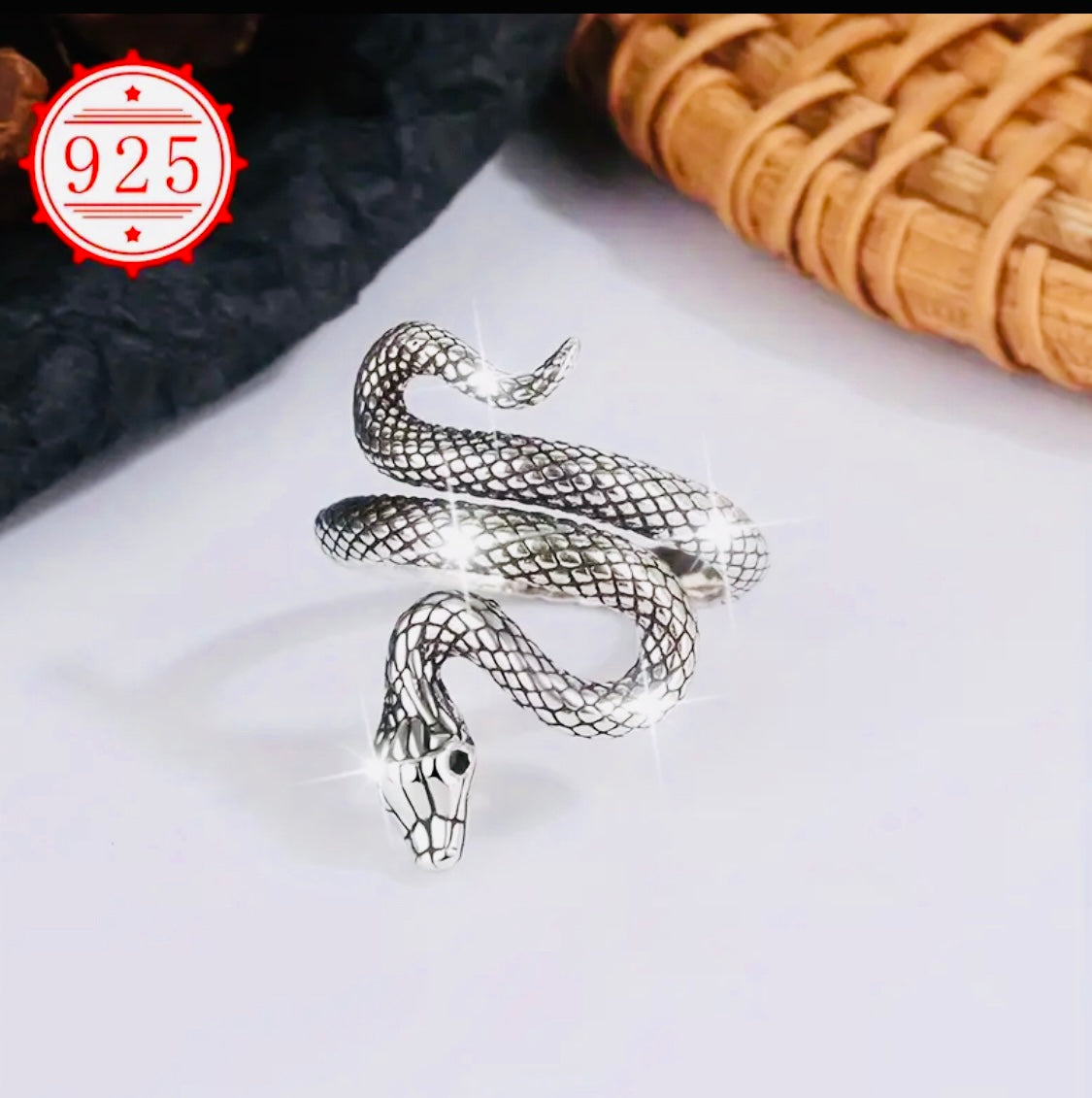 Hermoso anillo de plata Con Incrustaciones de Piedra ojos-Unisex-Initalla-Hipoalergenico! Perfecto para regalo