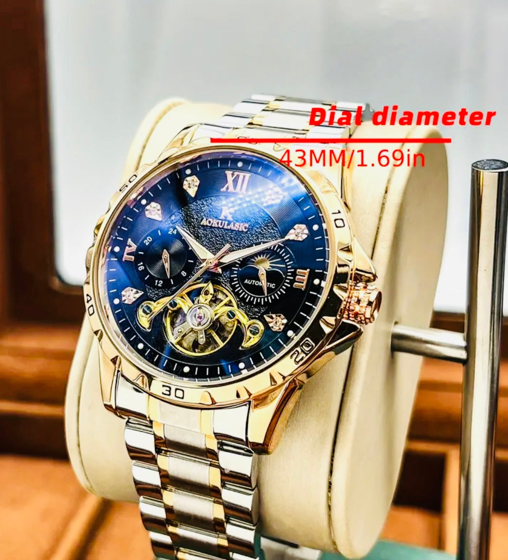 Impresionante Reloj Automático Mecánico Tourbillon 5 Complicaciones 💯% Original-Circonias Etcétera
