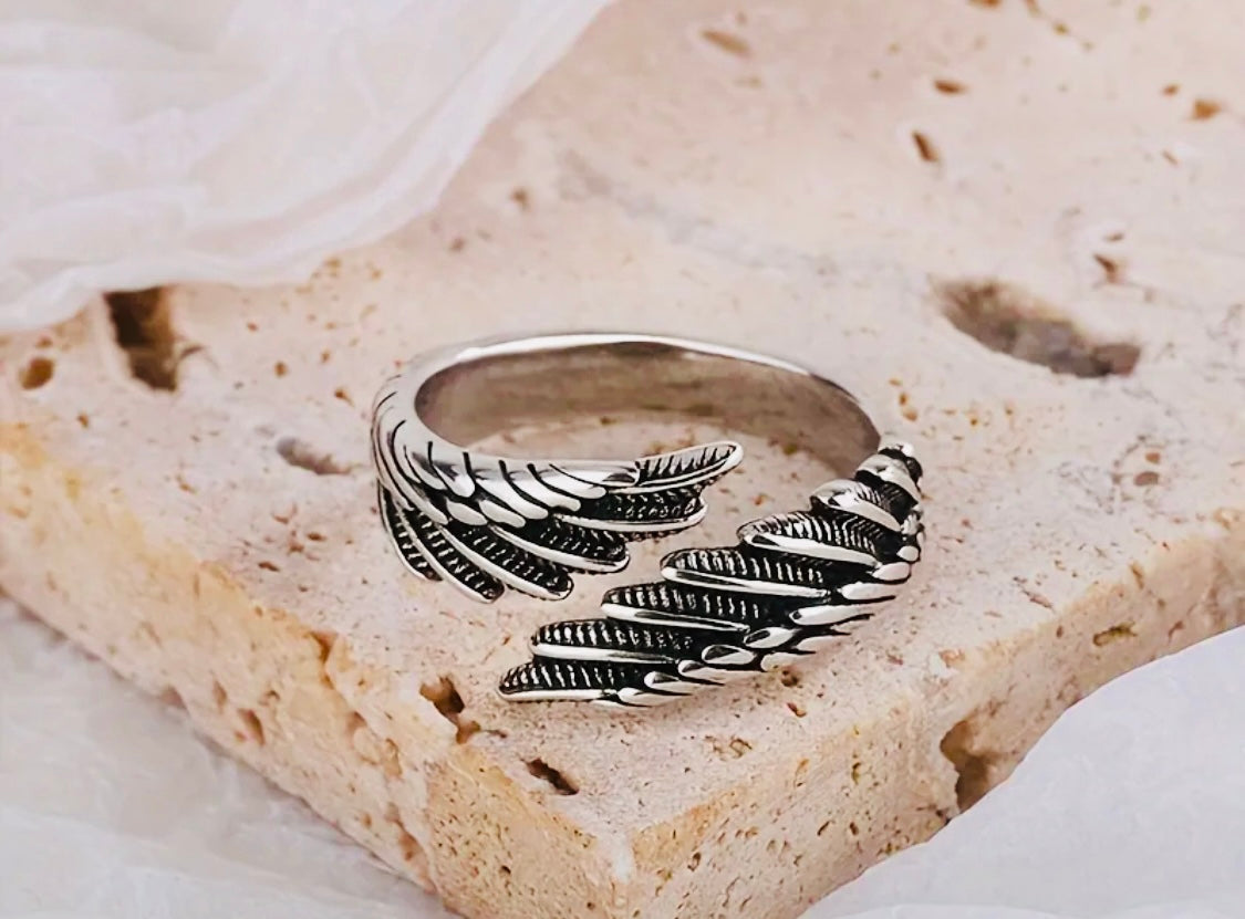 Hermoso anillo de plata .925 Alas de Ángel Unisex-Initalla-Hipoalergenico! Perfecto para regalo
