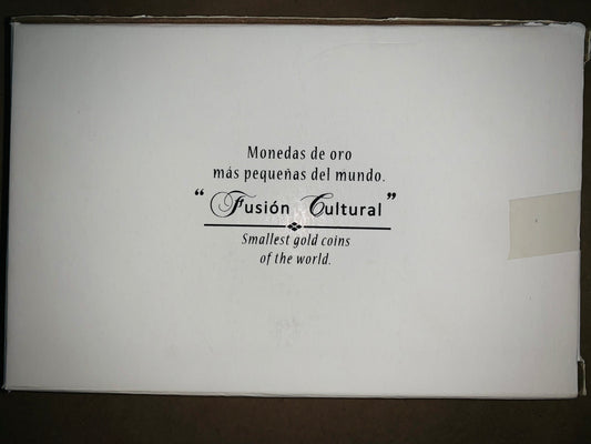 Increíble y Muy Raro Set Monedas más pequeñas de el mundo Oro 24k Caja de Grano de Cacao Nuevo sin Circular