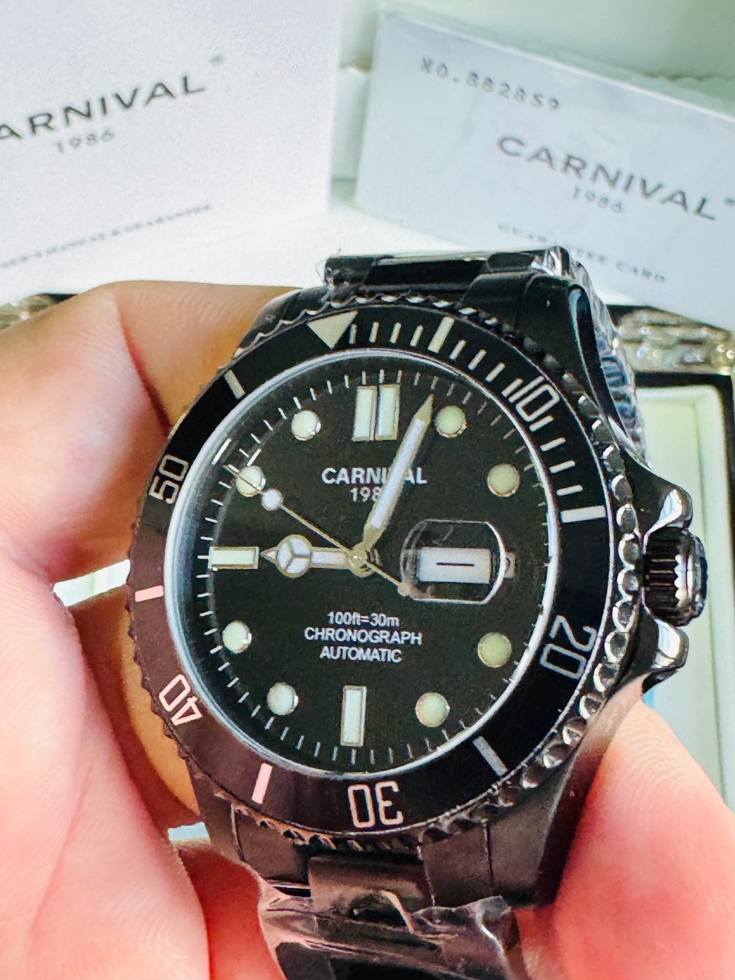 HERMOSO RELOJ AUTOMÁTICOMECÁNICO CRISTAL ZAFIRO-FECHADOR-LUMINOSO-RESISTENCIA AL AGUA-ALTA GAMA- 💯% ORIGINAL