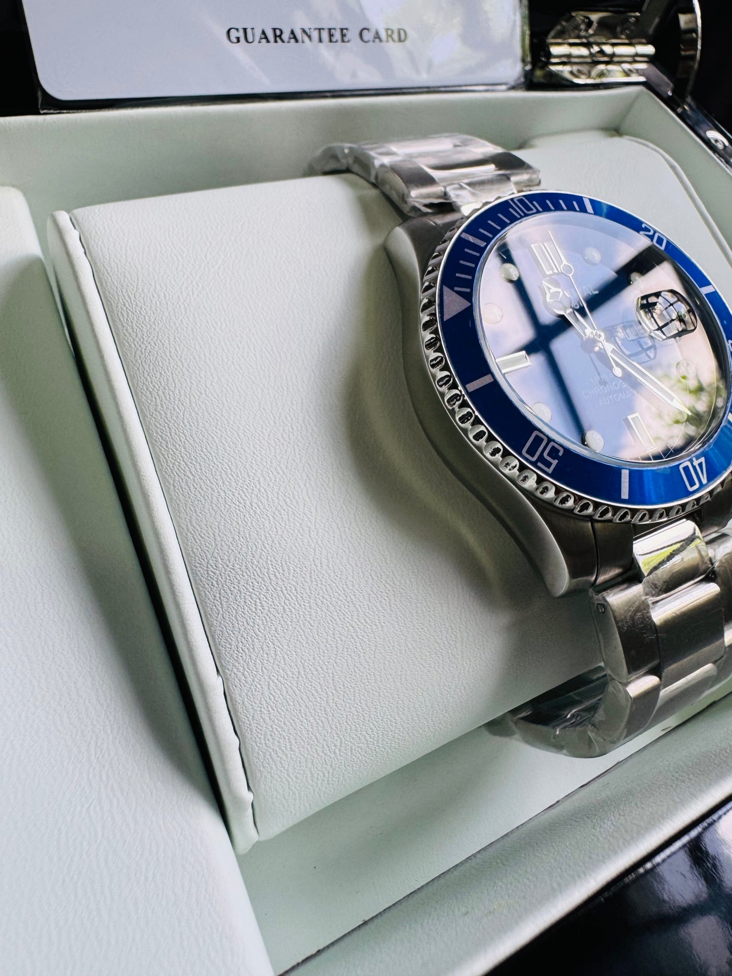 HERMOSO RELOJ AUTOMÁTICO MECÁNICO-CRONÓGRAFO-FECHADOR-DÍA SEMANA-CRISTAL ZAFIRO-34 JOYAS 💎-3 ATM -💯% ORIGINAL