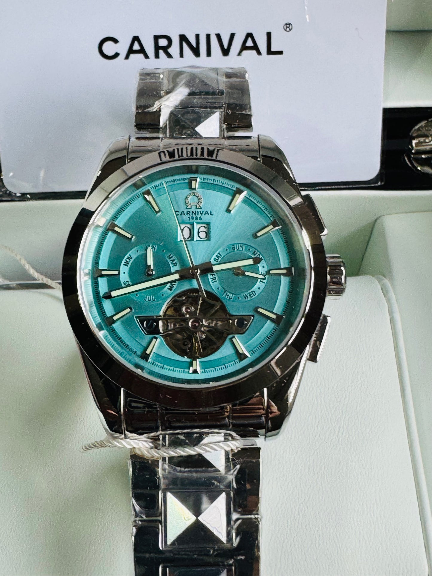 INNOVADOR DISEÑO RELOJ TOURBILLON-AUTOMÁTICO MECÁNICO TUNGSTENO DE LUJO -CRISTAL ZAFIRO-LUMINOSO- ESPECTACULAR BRAZALETE TUNGSTENO DE ALTA CALIDAD!!! MÚLTIPLES COMPLICACIONES-SEMANARIO-MES-FECHADOR-MOVIMIENTO HUECO-DESCARGADOR AUTOMÁTICO DE PRESIÓN- ETC