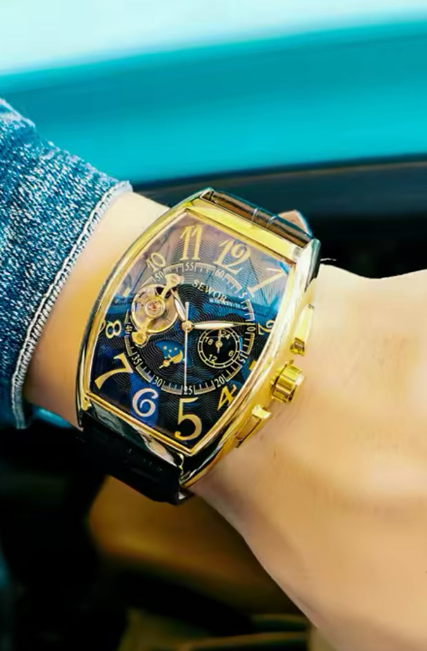 Hermoso Reloj Automático Mecánico Tourbillon Fase Lunar 💯% Original