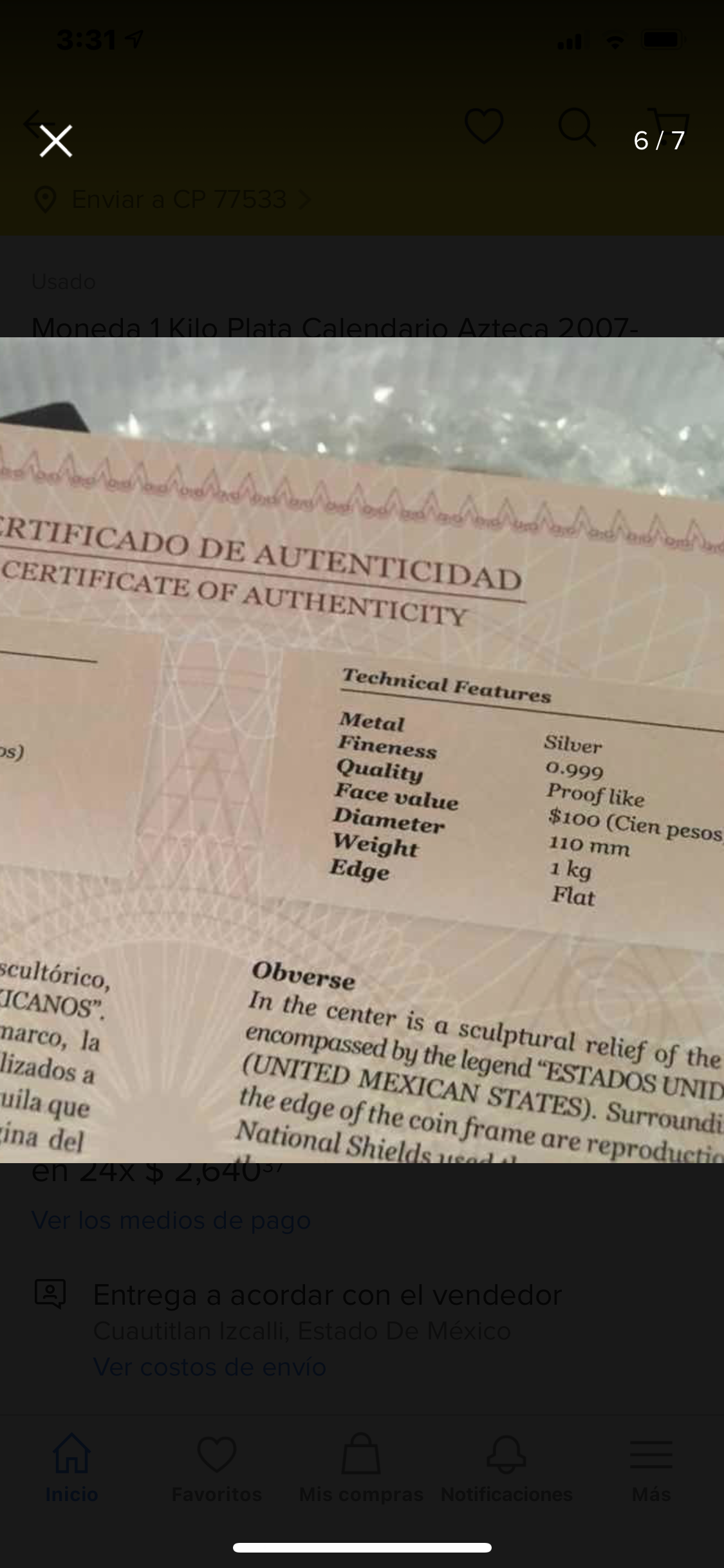 Moneda 1 Kilo de Plata .999 -1er Lugar a la Moneda más Hermosa del Mundo 🌍! Calendario Azteca!
