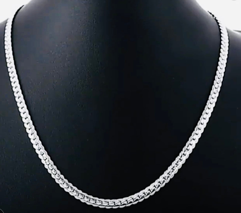 Hermosa Cadena de Plata 925 Unisex Hipoalergenica