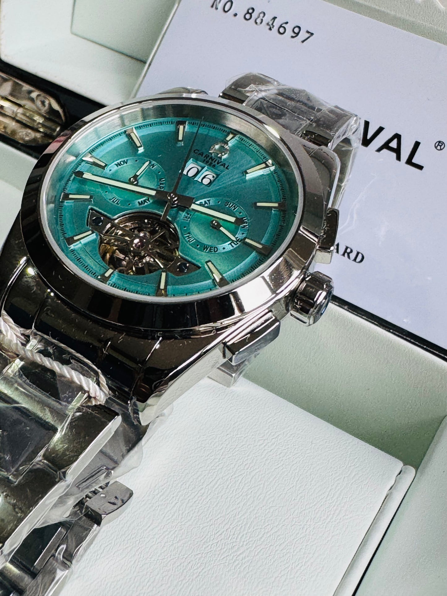 INNOVADOR DISEÑO RELOJ TOURBILLON-AUTOMÁTICO MECÁNICO TUNGSTENO DE LUJO -CRISTAL ZAFIRO-LUMINOSO- ESPECTACULAR BRAZALETE TUNGSTENO DE ALTA CALIDAD!!! MÚLTIPLES COMPLICACIONES-SEMANARIO-MES-FECHADOR-MOVIMIENTO HUECO-DESCARGADOR AUTOMÁTICO DE PRESIÓN- ETC