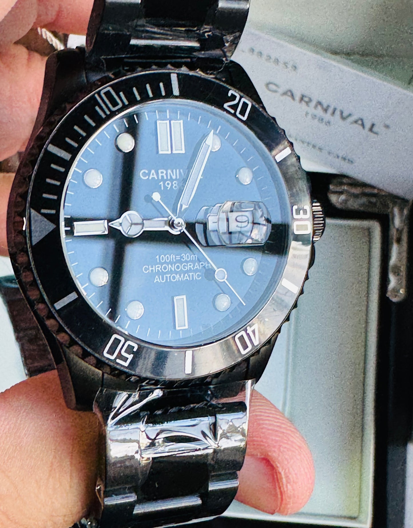 HERMOSO RELOJ AUTOMÁTICOMECÁNICO CRISTAL ZAFIRO-FECHADOR-LUMINOSO-RESISTENCIA AL AGUA-ALTA GAMA- 💯% ORIGINAL