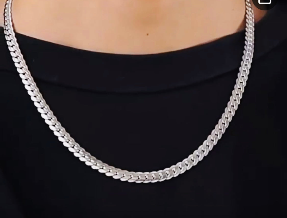 Hermosa Cadena de Plata 925 Unisex Hipoalergenica