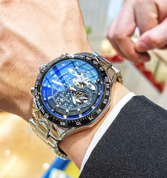 Espectácular Diseño Reloj Mecánico Automático Tourbillon! Elegante y Estiloso con Movimiento de Tourbillon - Diseño Hueco Elegante, Correa de Acero Inoxidable! Gran Calidad en sus Materiales y Diseño! 💯% Original