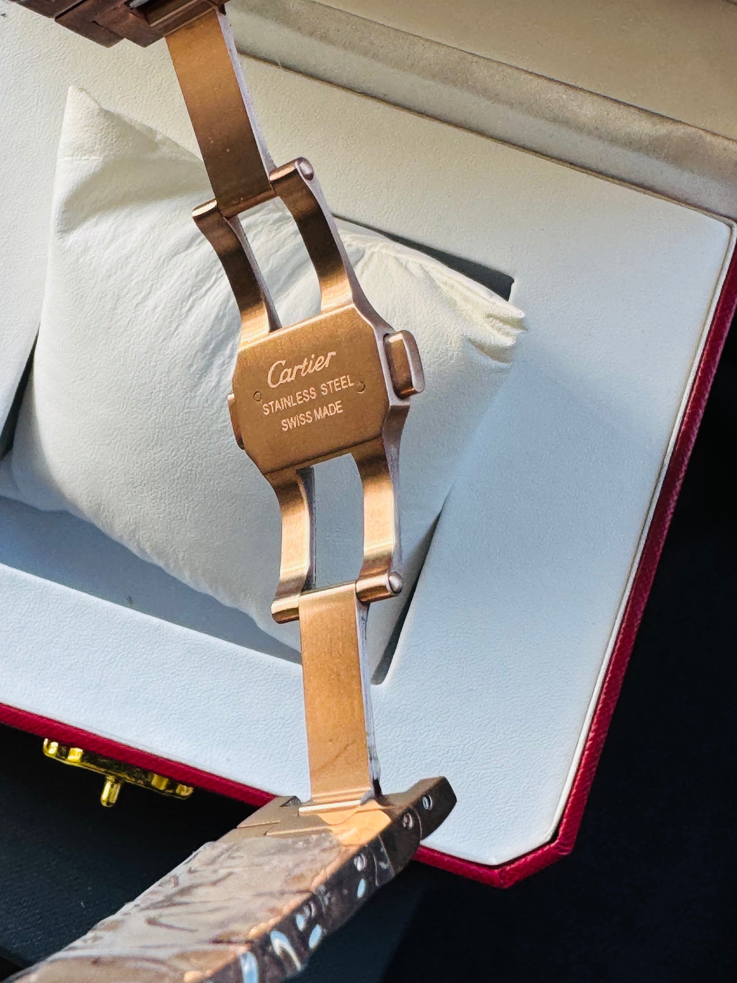 MÁXIMO LUJO ATEMPORAL RELOJ CARTIER SANTOS TONO ORO ROSADO AUTOMÁTICO-MECÁNICO- FECHADOR-ALTA CALIDAD-PRECIO A TRATAR