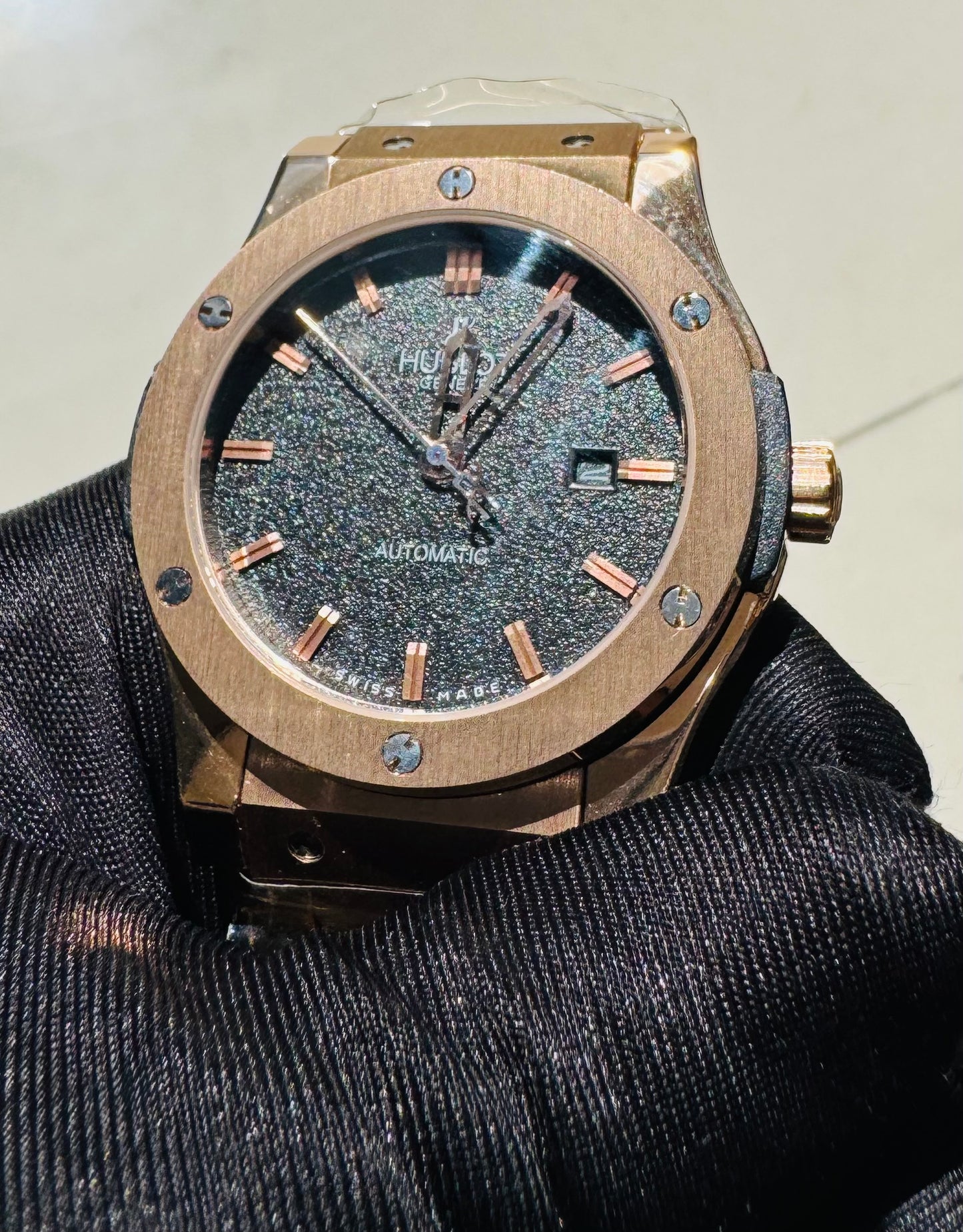 MÁXIMO LUJO! EXCLUSIVO HUBLOT AUTOMÁTICO CARATULA TIPO DIAMANTE 💎 Y LIJA! ELEGANCIA TOTAL!