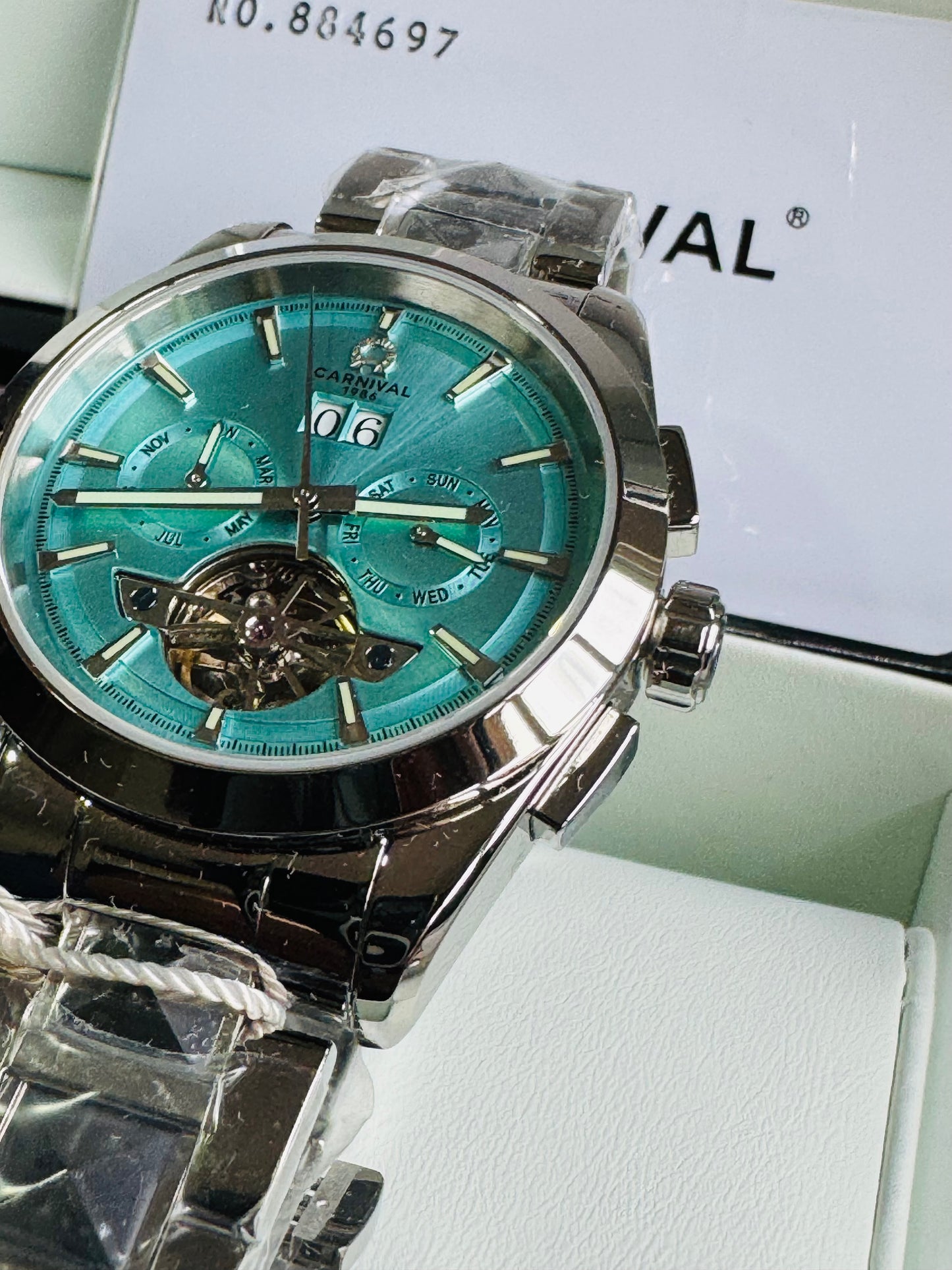 INNOVADOR DISEÑO RELOJ TOURBILLON-AUTOMÁTICO MECÁNICO TUNGSTENO DE LUJO -CRISTAL ZAFIRO-LUMINOSO- ESPECTACULAR BRAZALETE TUNGSTENO DE ALTA CALIDAD!!! MÚLTIPLES COMPLICACIONES-SEMANARIO-MES-FECHADOR-MOVIMIENTO HUECO-DESCARGADOR AUTOMÁTICO DE PRESIÓN- ETC
