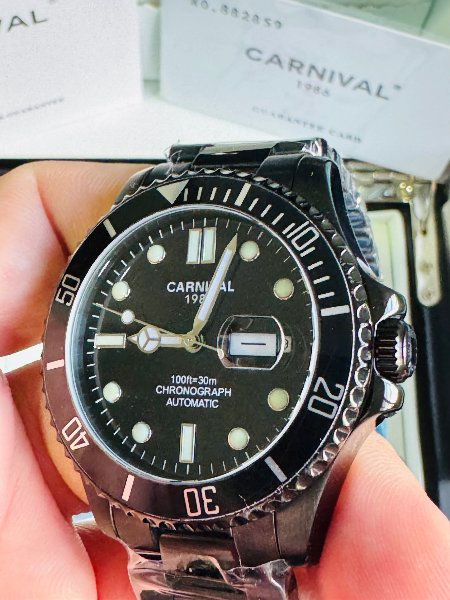 HERMOSO RELOJ AUTOMÁTICOMECÁNICO CRISTAL ZAFIRO-FECHADOR-LUMINOSO-RESISTENCIA AL AGUA-ALTA GAMA- 💯% ORIGINAL