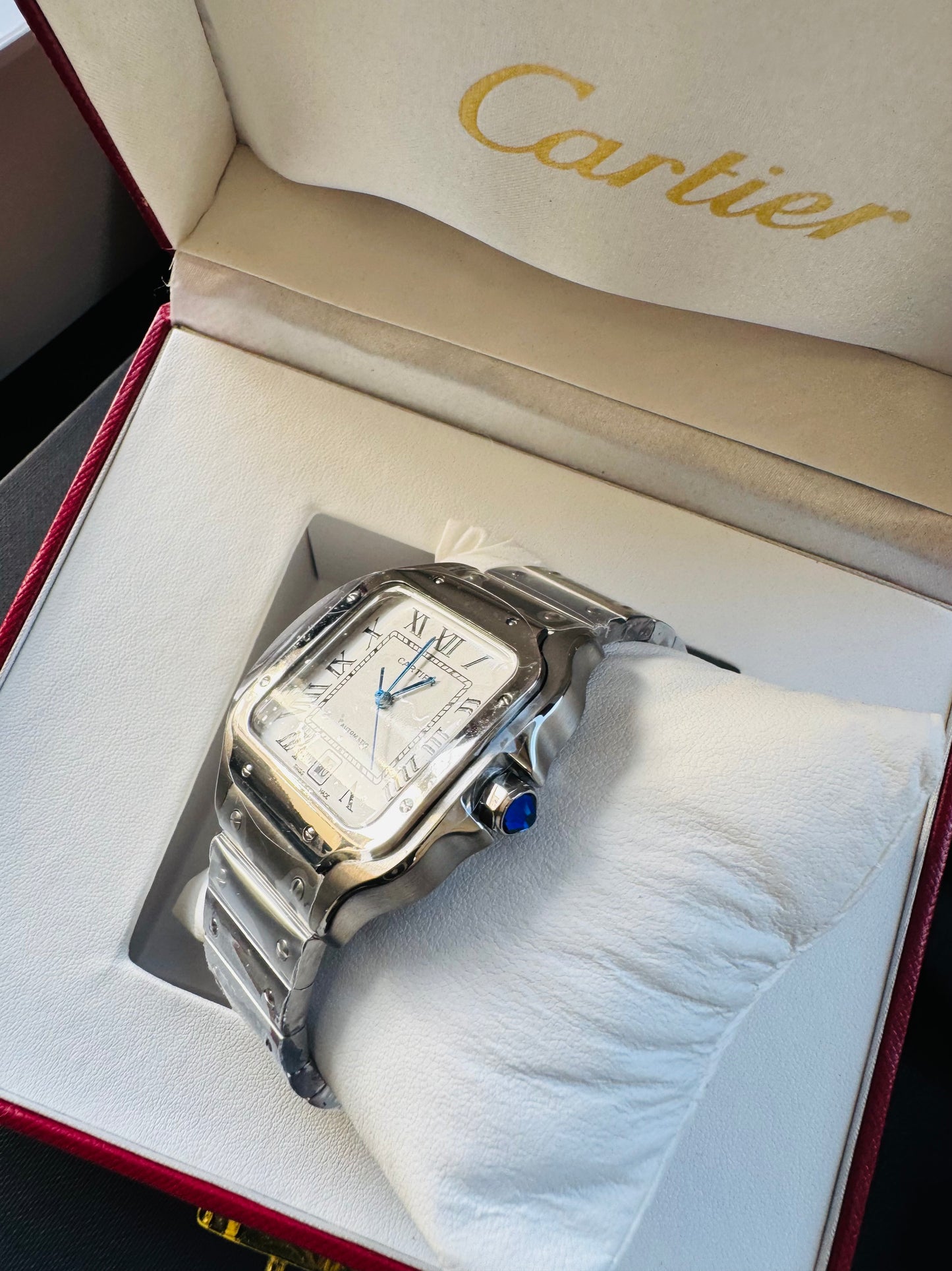 MÁXIMO LUJO ATEMPORAL RELOJ CARTIER SANTOS TONO ORO ROSADO AUTOMÁTICO-MECÁNICO- FECHADOR-ALTA CALIDAD-PRECIO A TRATAR