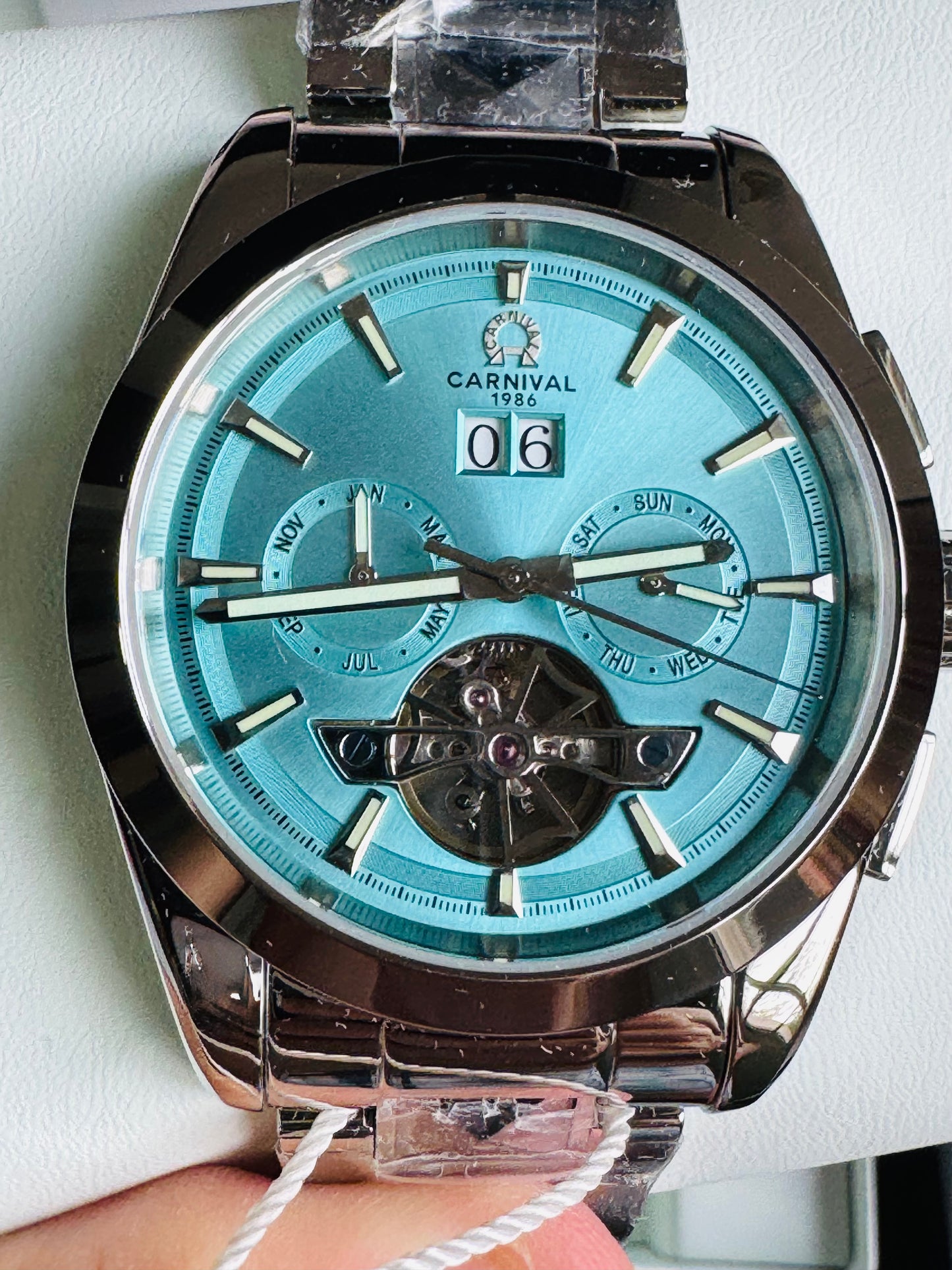 INNOVADOR DISEÑO RELOJ TOURBILLON-AUTOMÁTICO MECÁNICO TUNGSTENO DE LUJO -CRISTAL ZAFIRO-LUMINOSO- ESPECTACULAR BRAZALETE TUNGSTENO DE ALTA CALIDAD!!! MÚLTIPLES COMPLICACIONES-SEMANARIO-MES-FECHADOR-MOVIMIENTO HUECO-DESCARGADOR AUTOMÁTICO DE PRESIÓN- ETC