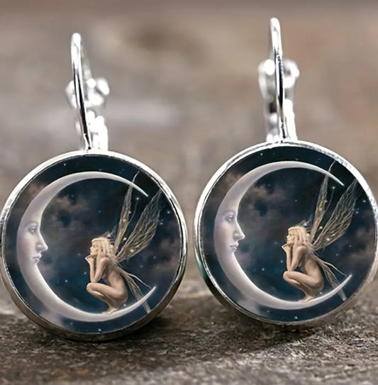 Hermosos Pendientes de Vidrio Cobre y Hierro! Motivo Luna y Ada! Perfecto para Regalo 🎁